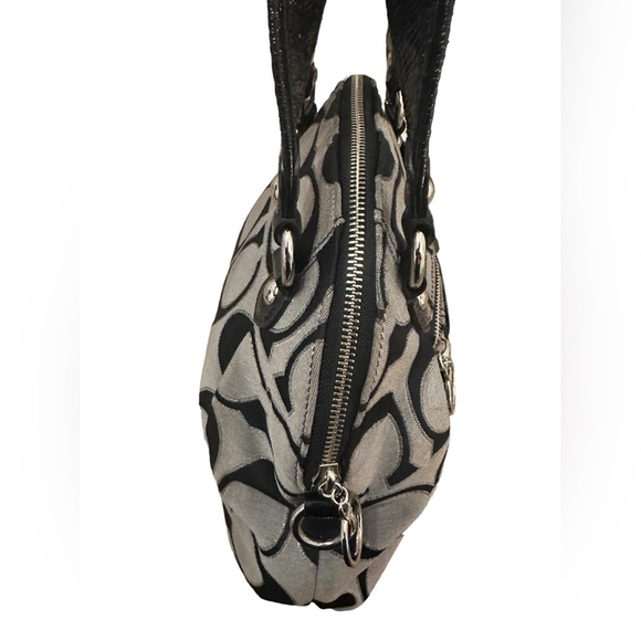 Vintage grey black Coach Poppy handbag with crossbody strap - Picture 6 of 7